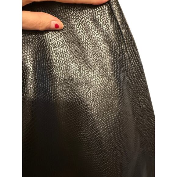 NWT! Nili Lotan 0 Lambskin Leather Pants $1290 Snakeskin Crop Straight Leg Black - Picture 8 of 13